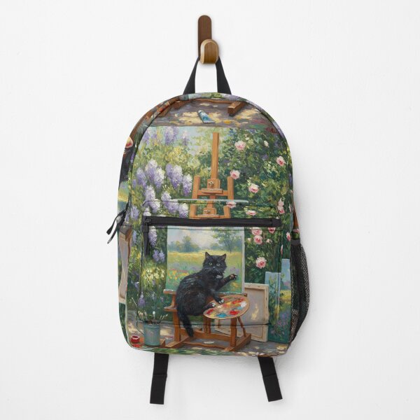 Item preview, Studio Mischief – Black Cat Tangled in Easel – Monet Art Style designed and sold by Cherry Dreams.