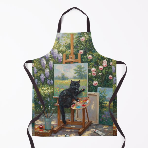 Item preview, Studio Mischief – Black Cat Tangled in Easel – Monet Art Style designed and sold by Cherry Dreams.