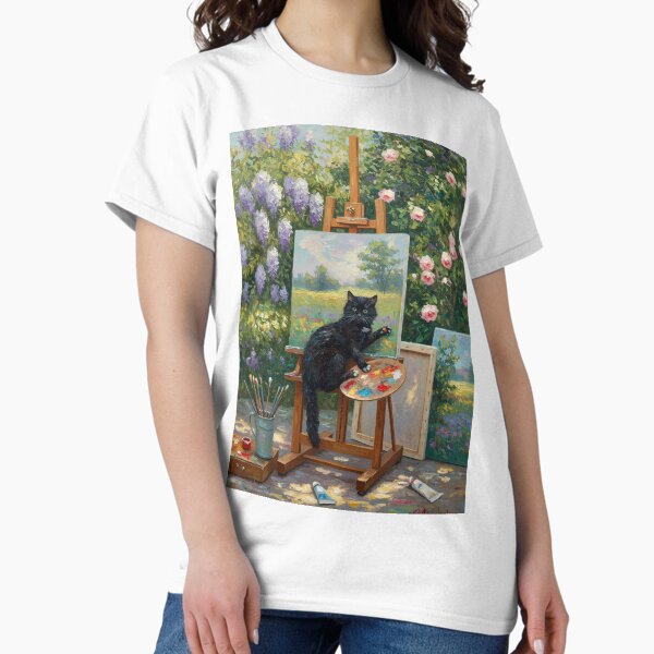 Item preview, Studio Mischief – Black Cat Tangled in Easel – Monet Art Style designed and sold by Cherry Dreams.