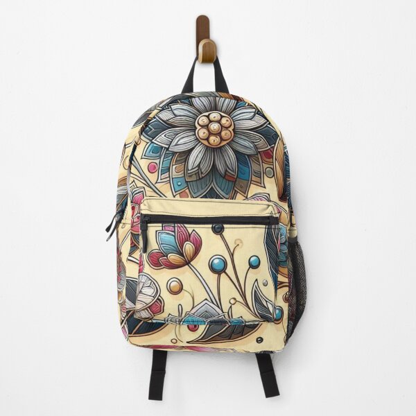 Item preview, Gond Flowers with Metallic Outlines and Vibrant Colors designed and sold by FantasyPearl.