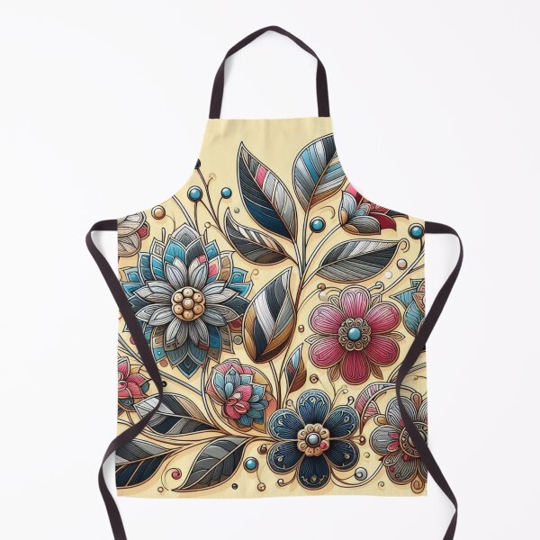 Item preview, Gond Flowers with Metallic Outlines and Vibrant Colors designed and sold by FantasyPearl.