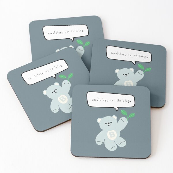 Item preview, Mono Bear Mood – Surviving Not Thriving (Muted Blue Square) designed and sold by mintmono-studio.