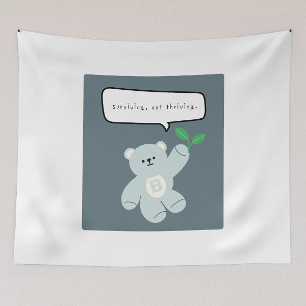 Item preview, Mono Bear Mood – Surviving Not Thriving (Muted Blue Square) designed and sold by mintmono-studio.