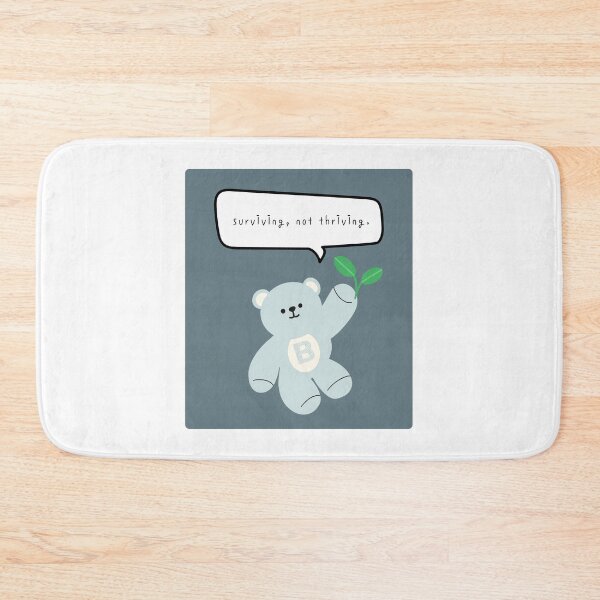 Item preview, Mono Bear Mood – Surviving Not Thriving (Muted Blue Square) designed and sold by mintmono-studio.