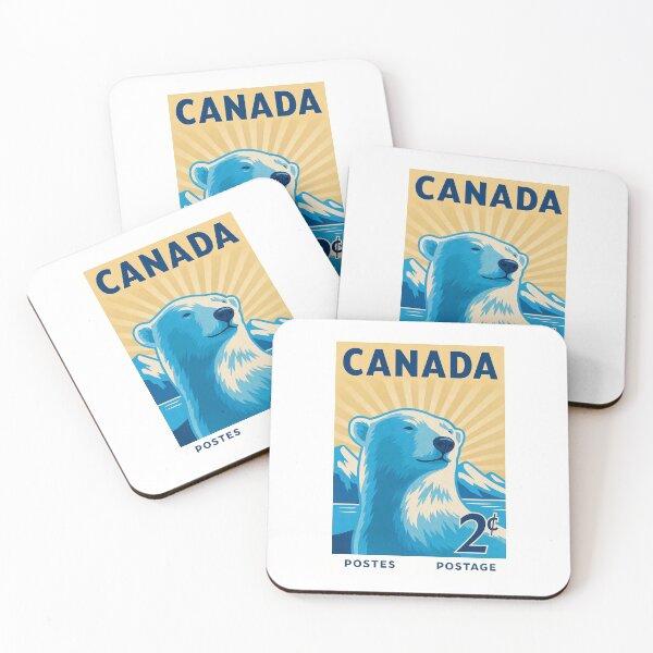 Item preview, Canada Polar Bear Stylized Postage Stamp designed and sold by retrographics.