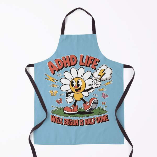 Item preview, ADHD Life Cuphead Style Cartoon Design Well Begun Is Half Done Vintage Daisy Character Mental Health Motivational Retro Flower Art designed and sold by XanaduHills.