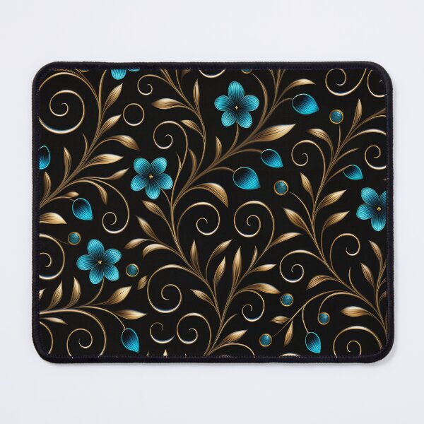 Item preview, Luxurious Gold and Teal Floral Pattern on Black | Elegant Botanical Design designed and sold by Juliette Ozkalfayan.