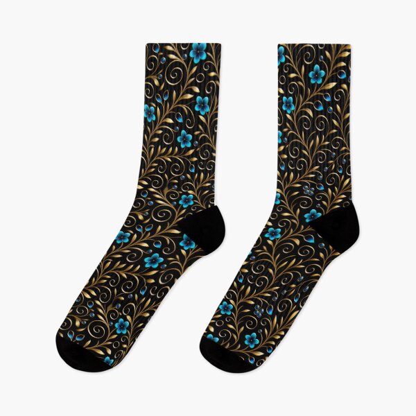 Item preview, Blue and Gold Botanical Elegance | Seamless Ornamental Floral Pattern designed and sold by Juliette Ozkalfayan.
