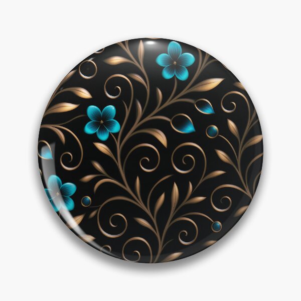 Item preview, Teal and Gold Floral Scrollwork | Seamless Elegant Pattern on Black designed and sold by Juliette Ozkalfayan.