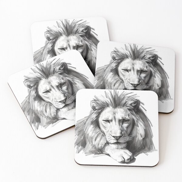 Item preview, A pencil drawing of a lion hunting. designed and sold by SanchillShop.