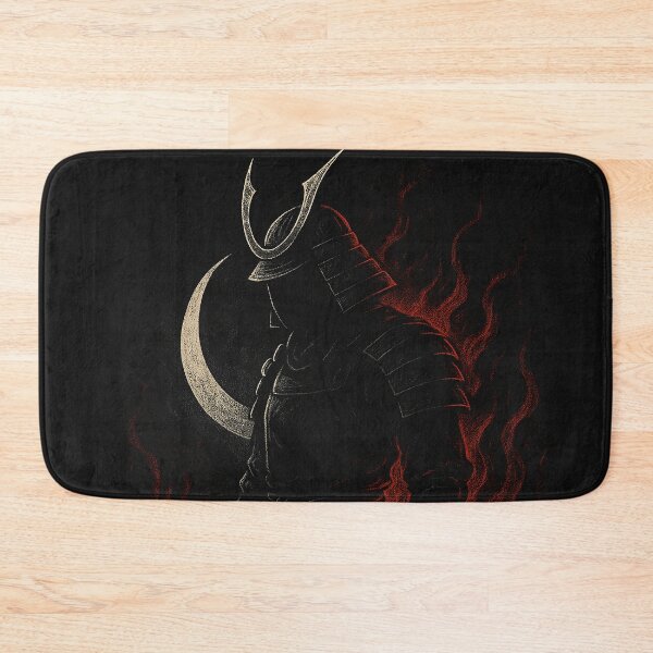 Item preview, Shadow Samurai in Flames – Dark Warrior with Crescent Moon Katana Art designed and sold by HAFIZ-DP.