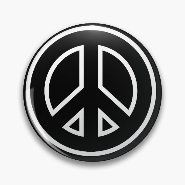 Item preview, Bold peace sign white outline on black background designed and sold by 2025Design.