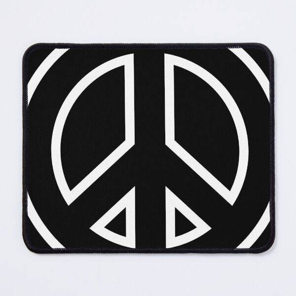 Item preview, Bold peace sign white outline on black background designed and sold by 2025Design.