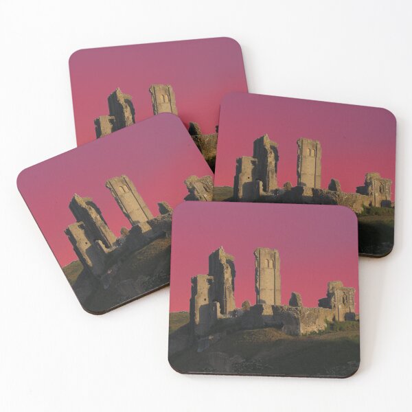 Item preview, Corfe Castle, Dorset ( Magenta Pink Sky ) designed and sold by wiggyofipswich.
