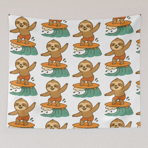 Item preview, Sloth surfing cute cartoon with everyones favorite animal designed and sold by adesignworld.