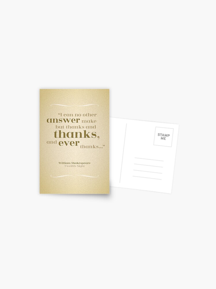 Thank you quote, William Shakespeare | Postcard