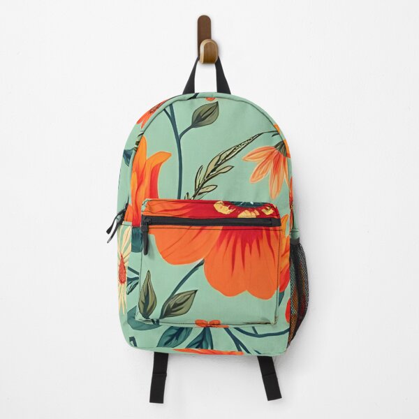Item preview, Vibrant Turquoise And Orange Botanical Vintage Floral Pattern  designed and sold by SassyArtistry.