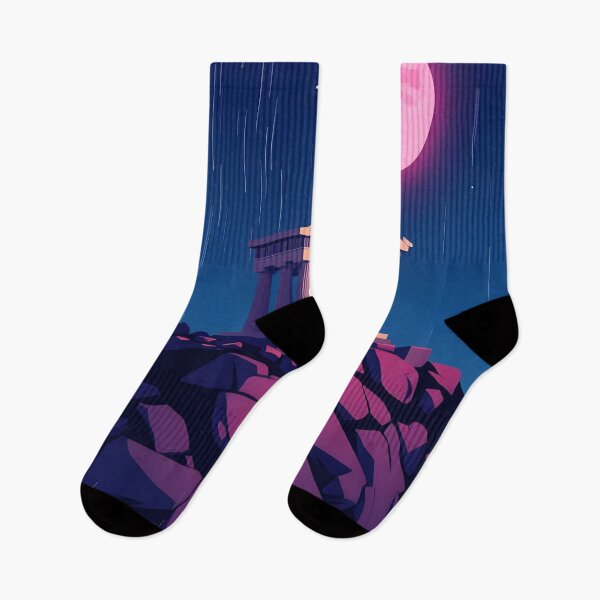 Item preview, Dreamy Temple Ruins Under a Pink Moon – Ancient Greece Vaporwave Nightscape designed and sold by SassyArtistry.