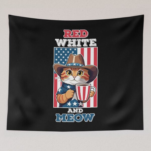 Item preview, Red White and Meow Funny American Patriotic Cat designed and sold by mrhighsky.