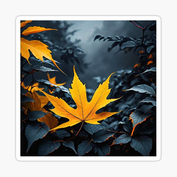 Item preview, Maple Leaf on Dark Foliage Background designed and sold by p3Rspectives.