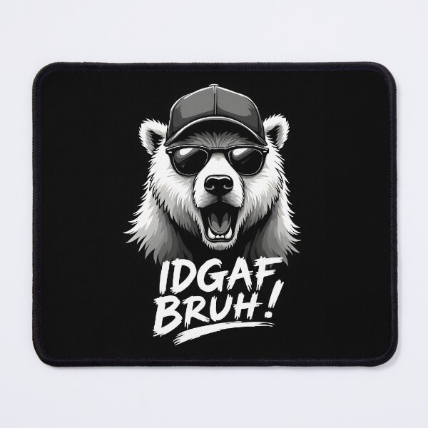 Item preview, Polar Bear Says IDGAF BRUH! on black background designed and sold by Museum Of Non-Existing Art.