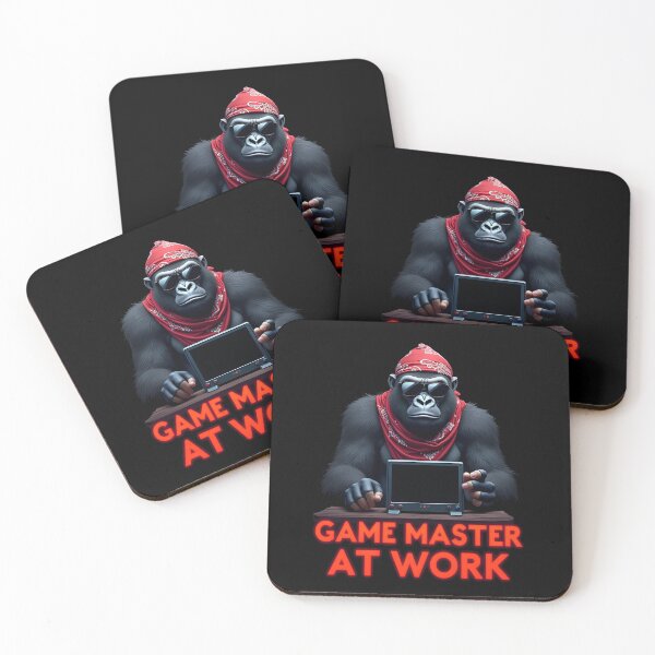 Artikelvorschau, Gorilla ist ein Game Master bei der Arbeit auf schwarzem Hintergrund entworfen und verkauft von Museum Of Non-Existing Art.