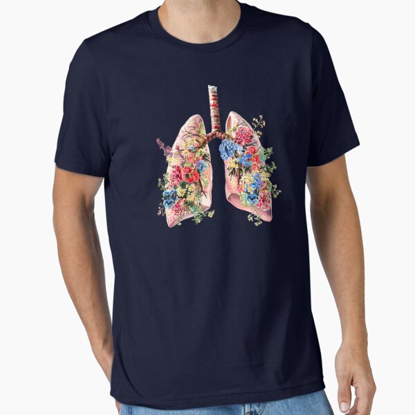 Vista previa del artículo con la obra «Ilustración abstracta y colorida de la forma del órgano del pulmón humano con motivos florales sobre un fondo de acuarela suave.», diseñado y vendido por KanDa-Shop.