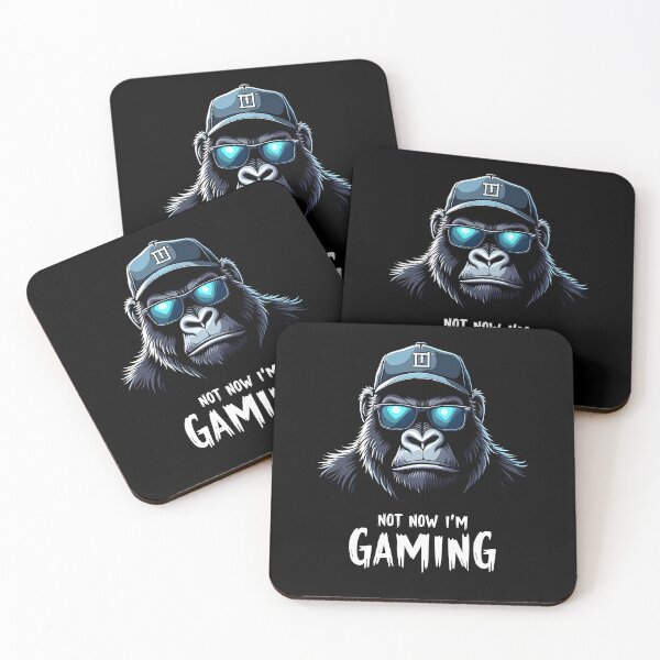 Item preview, Gorilla Says Not Now I'm Gaming on black background designed and sold by Museum Of Non-Existing Art.