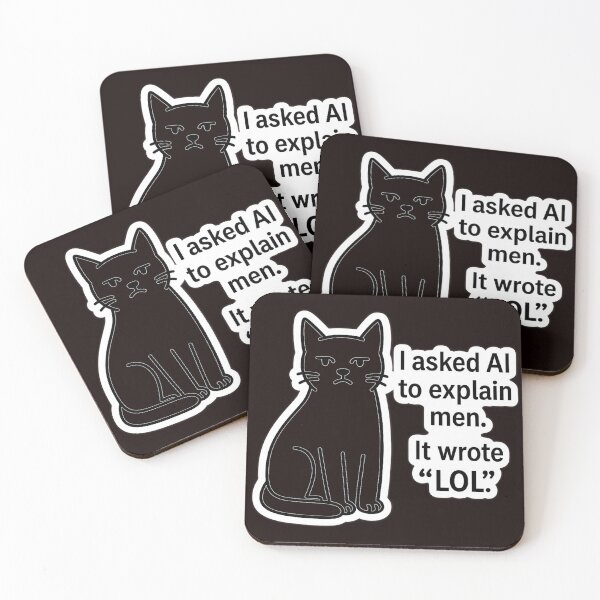Item preview, Sarcastic Cat + AI Quote Sticker – “I Asked AI to Explain Men” designed and sold by Tadeusz1.