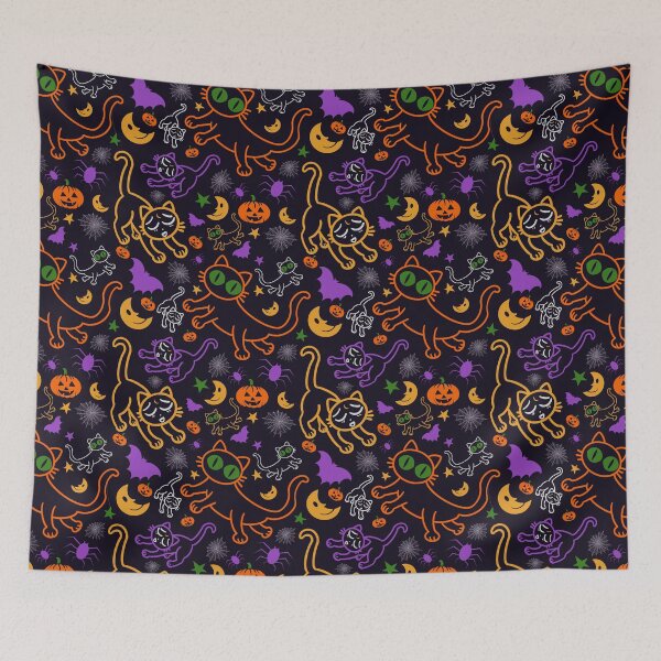 Item preview, Retro Halloween Party – Black Cats & Pumpkins designed and sold by holu_designs.