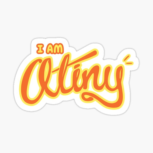 Artikel-Vorschau von I AM ATINY – Minimaler ATEEZ-Fan-Aufkleber (Orange), designt und verkauft von emcakepop.