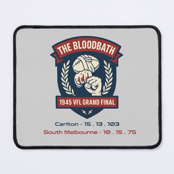 Item preview, 1945 VFL Grand Final Tribute – The Bloodbath Crest Tee designed and sold by SMB Dept..