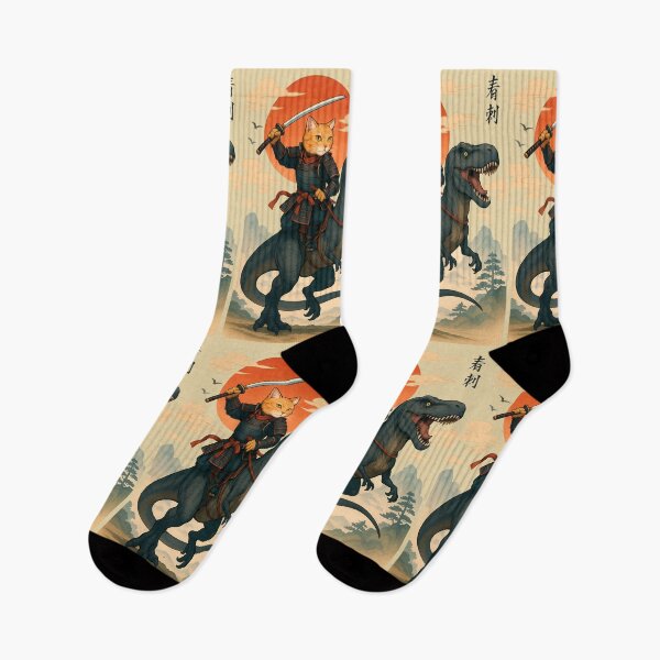 Item preview, Samurai cat riding a dinosaur 2 designed and sold by TheSamuraiCat.