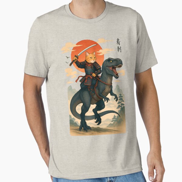 Item preview, Samurai cat riding a dinosaur 2 designed and sold by TheSamuraiCat.