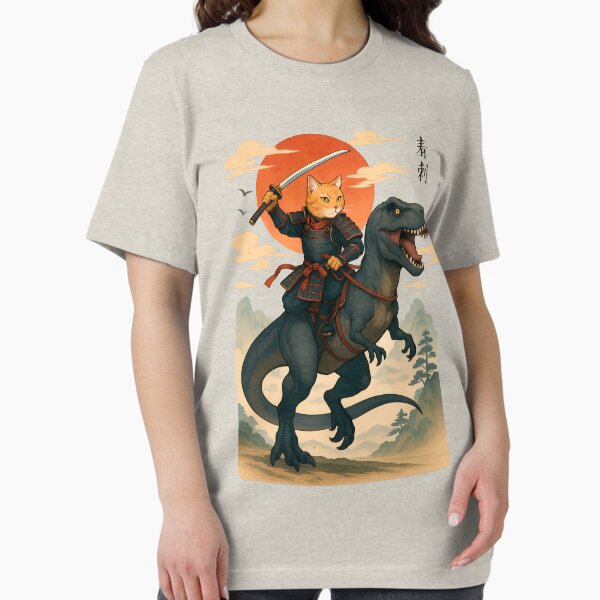 Item preview, Samurai cat riding a dinosaur 2 designed and sold by TheSamuraiCat.