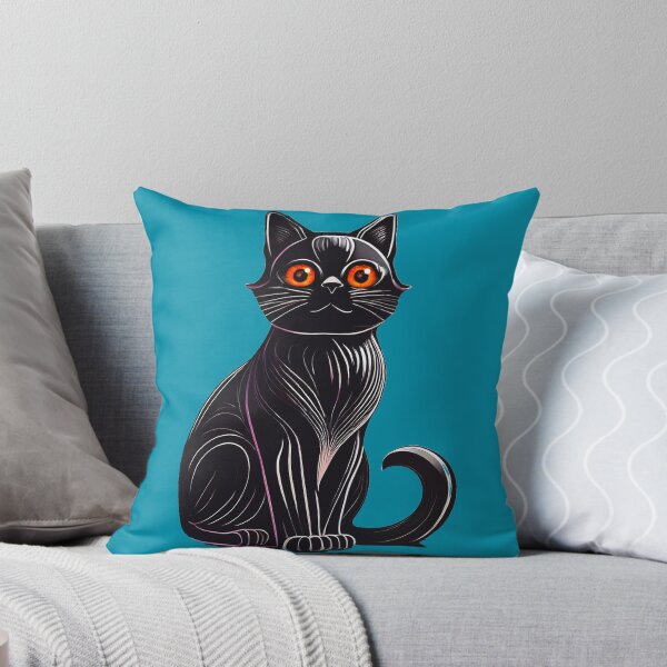 Item preview, Black cat with orange eyes bold prints  designed and sold by JumWow.
