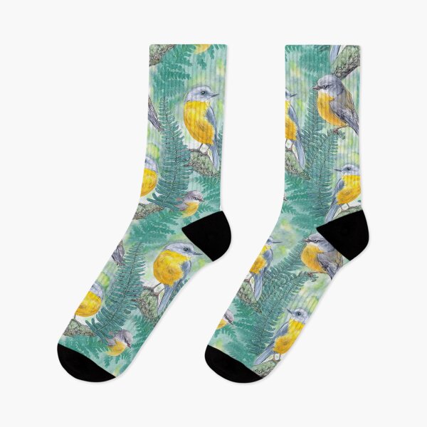 Item preview, Teal Ferns and Yellow Robins designed and sold by Nadya Neklioudova.