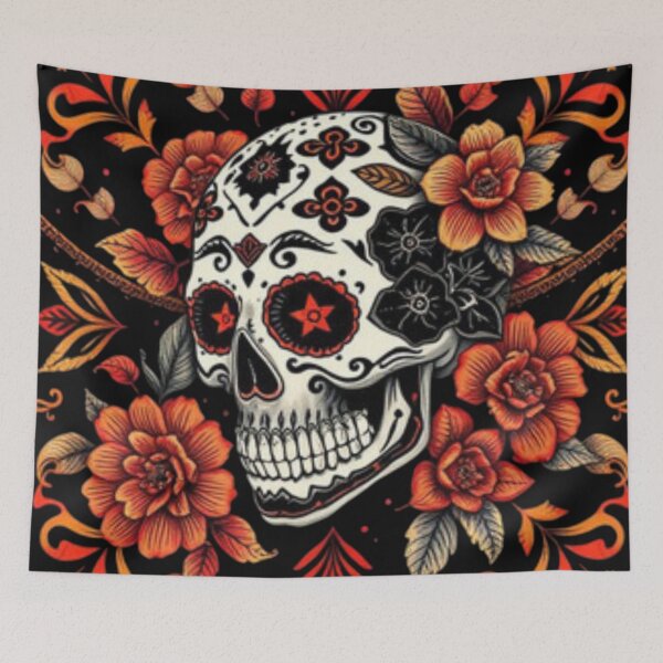 Item preview, Floral Sugar Skull with Vibrant Details designed and sold by Iuqiune.
