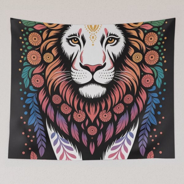 Item preview, Colorful Lion Mehndi Stencil Art Print designed and sold by Dew's.