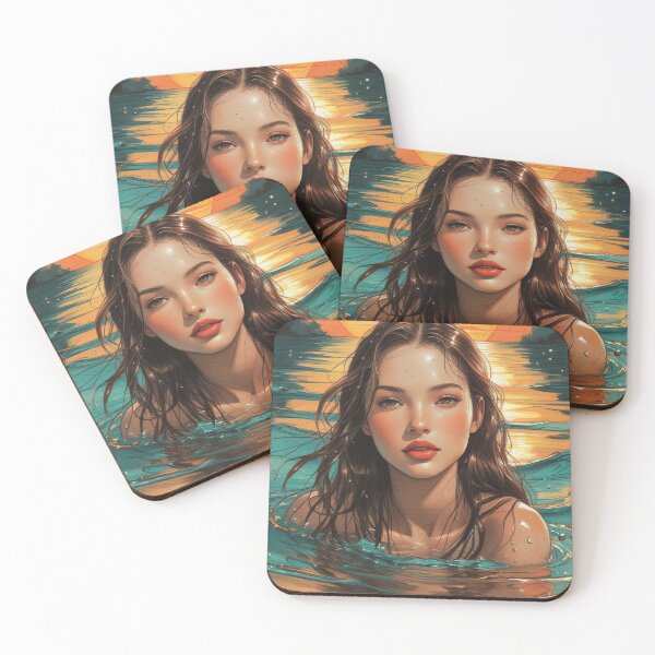 Item preview, Sunset Swimsuit Woman Digital Art Beach Print designed and sold by Dew's.