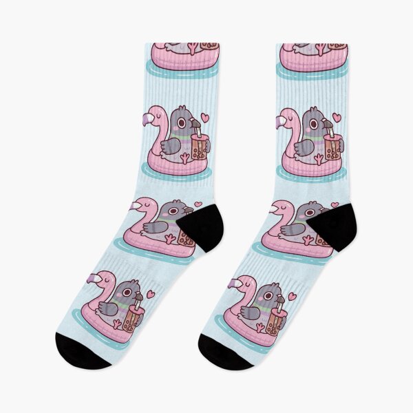 Item preview, Cute Pigeon Chilling On Flamingo Float With Boba Tea designed and sold by rustydoodle.