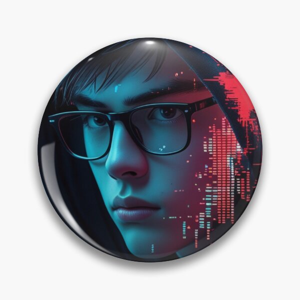 Artikelvorschau, Cyberpunk-Hacker-Porträt mit roter Glitch-Art entworfen und verkauft von Dew's.