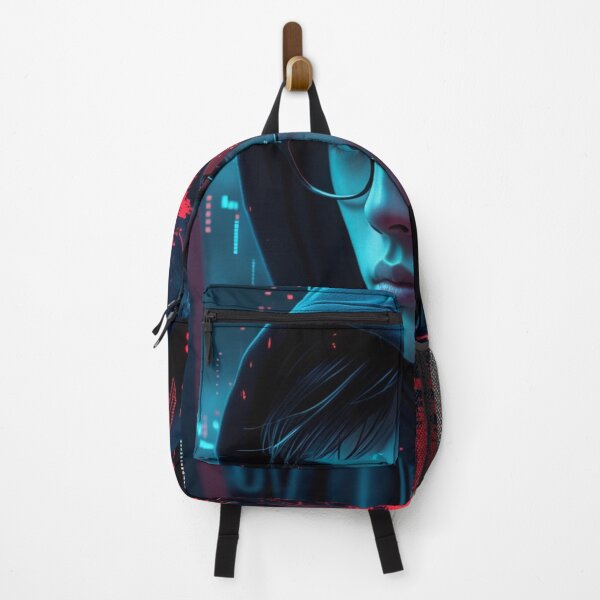 Item preview, Cyberpunk Hacker Portrait with Red Glitch Art designed and sold by Dew's.