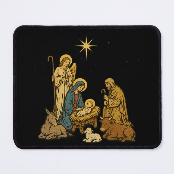 Item preview, Nativity Scene Under Starry Sky – Christmas Art designed and sold by JustMerry.