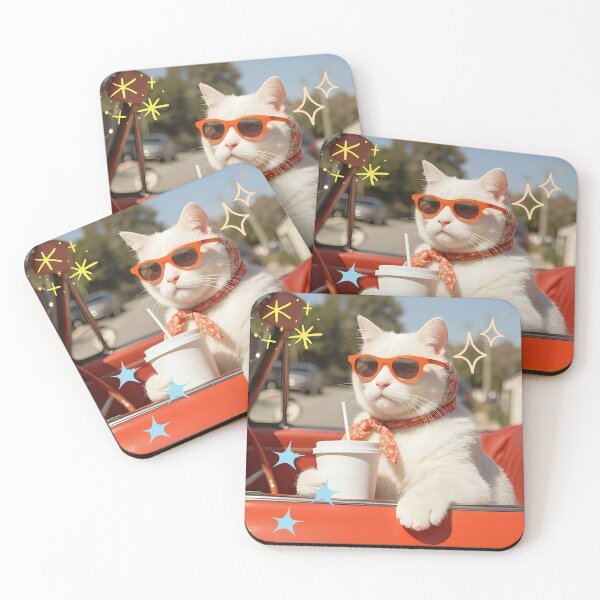 Item preview, Drink coffee and drive to relax with a chic cat. designed and sold by Cat Forever.