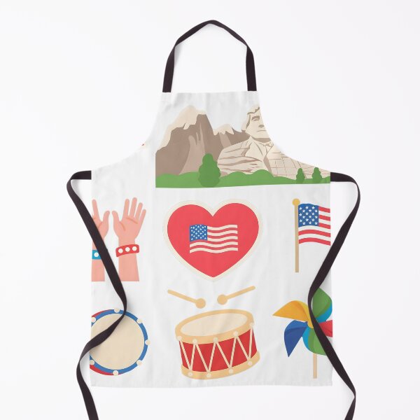 Item preview, Patriotic American icon set with Mount Rushmore, flags, drums, hands, and symbols of freedom on blue background designed and sold by ArtPetrenko90.