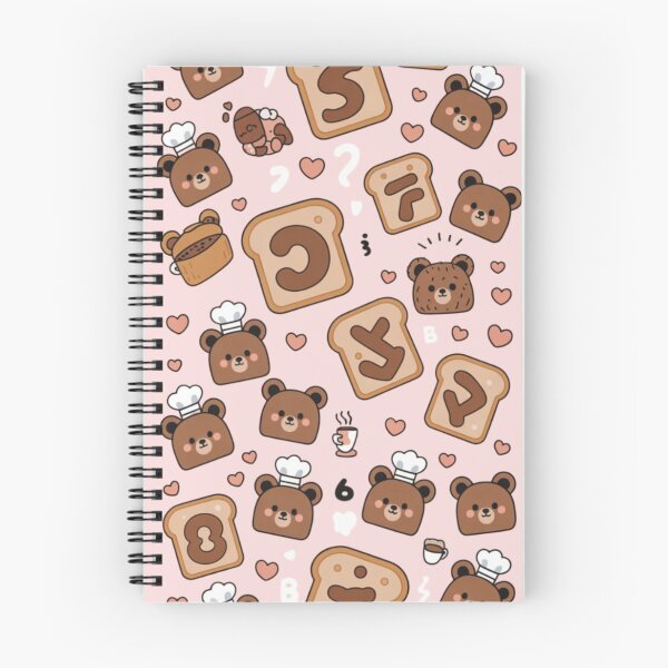 Item preview, cute brown bear faces and toast patterns floating around designed and sold by 123ks.