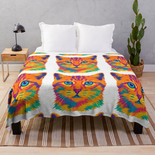 Item preview, Psychedelic Neon Cat Pop Art Portrait designed and sold by ArtfulWeave.