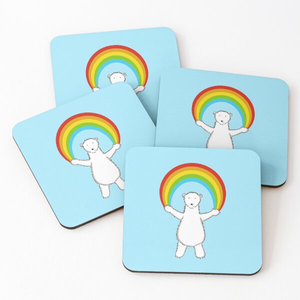 Item preview, Polar Bear + Rainbow - Light Blue Background designed and sold by Helen McCartney Designs.