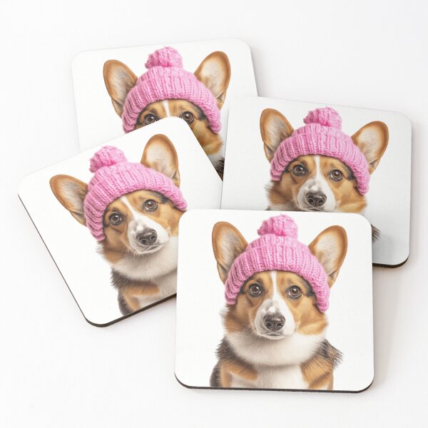 Artikelvorschau, Gemütliche Strickjacke Welsh Corgi Hund trägt rosa Wintermütze trendige Tier Mode Kunstwerk entworfen und verkauft von LazyOwlStore.